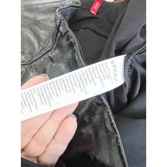 SPANX Shape Faux Leather Patent High Rise Leggings Black  Slimming Size 1X - Picture 8 of 9